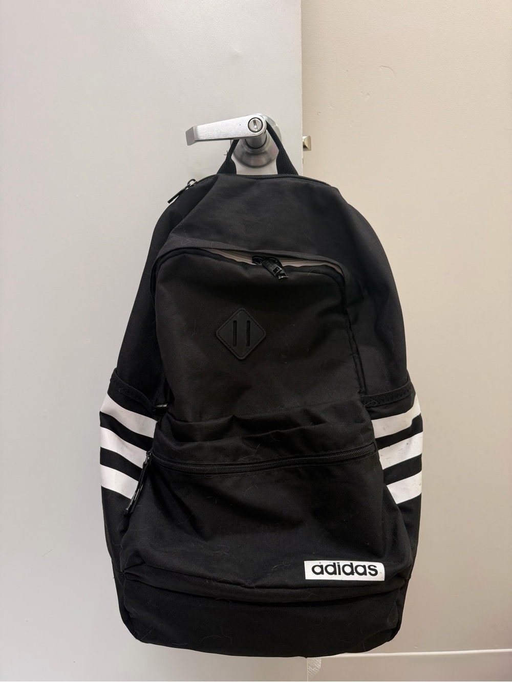 Adidas Black Backpack with White Stripes